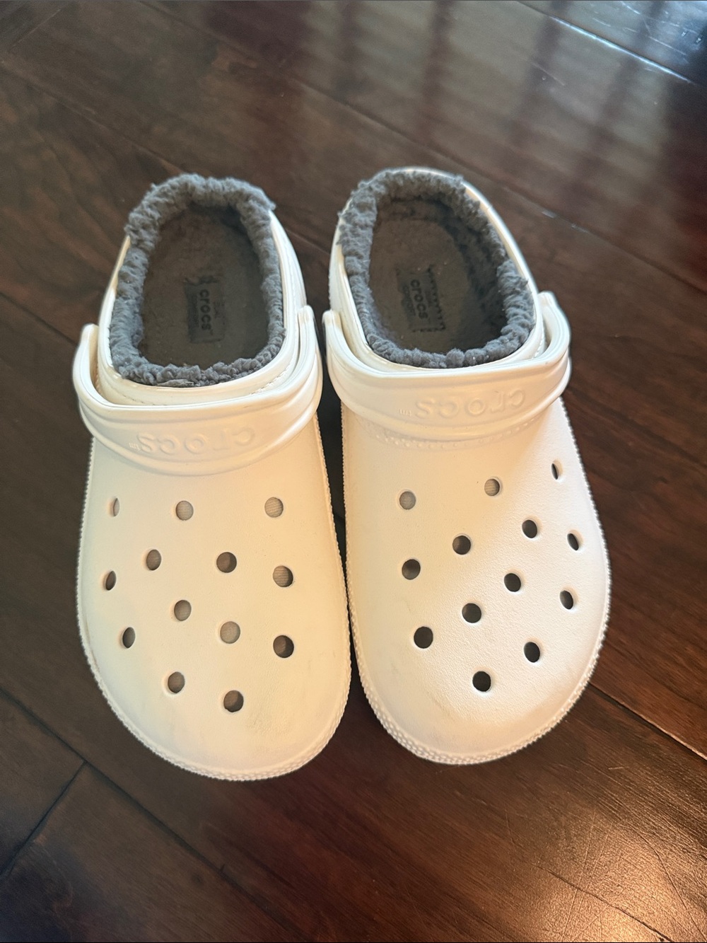 CROCS Classic Lined Clog in White with Gray Lining